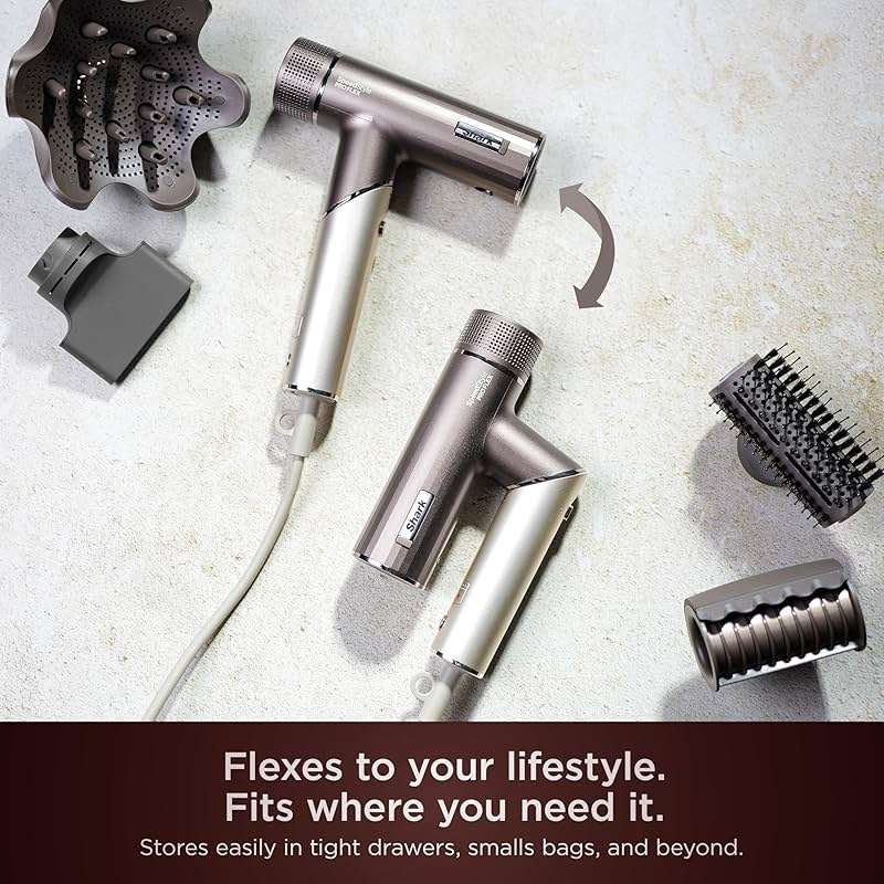 Shark SpeedStyle Pro Flex Professional Performance High-Velocity Hair Dryer System with Scalp Shield & IQ Speed Styling and Drying Suite, Lightweight, Ionic, No Heat Damage, Mocha Silver, HD542 - Image 11