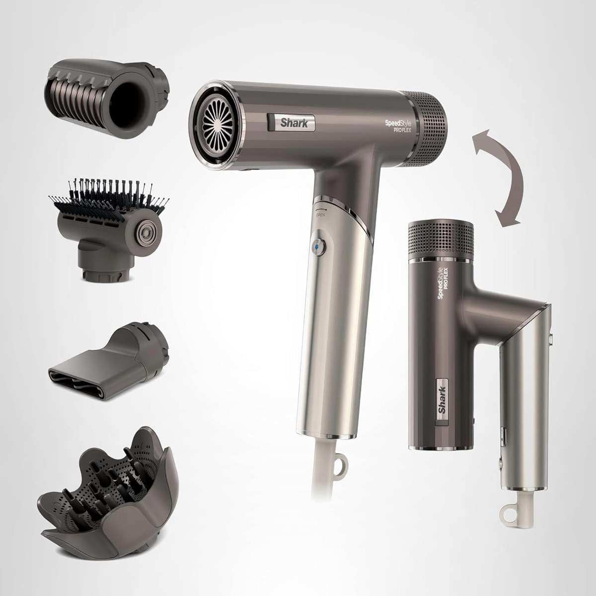 Shark SpeedStyle Pro Flex Professional Performance High-Velocity Hair Dryer System with Scalp Shield & IQ Speed Styling and Drying Suite, Lightweight, Ionic, No Heat Damage, Mocha Silver, HD542 - Image 15