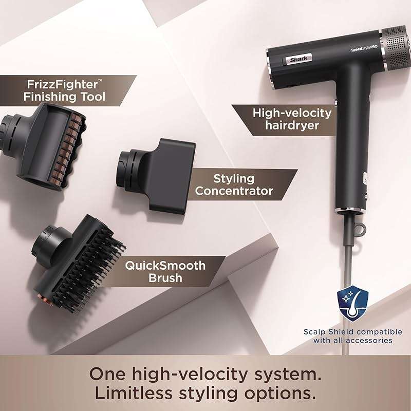 Shark SpeedStyle Pro Professional Performance High-Velocity Hair Dryer System with Scalp Shield and IQ Speed Styling & Drying Suite, Straight and Wavy Hair, Lightweight, Ionic, No Heat Damage, HD731 - Image 5