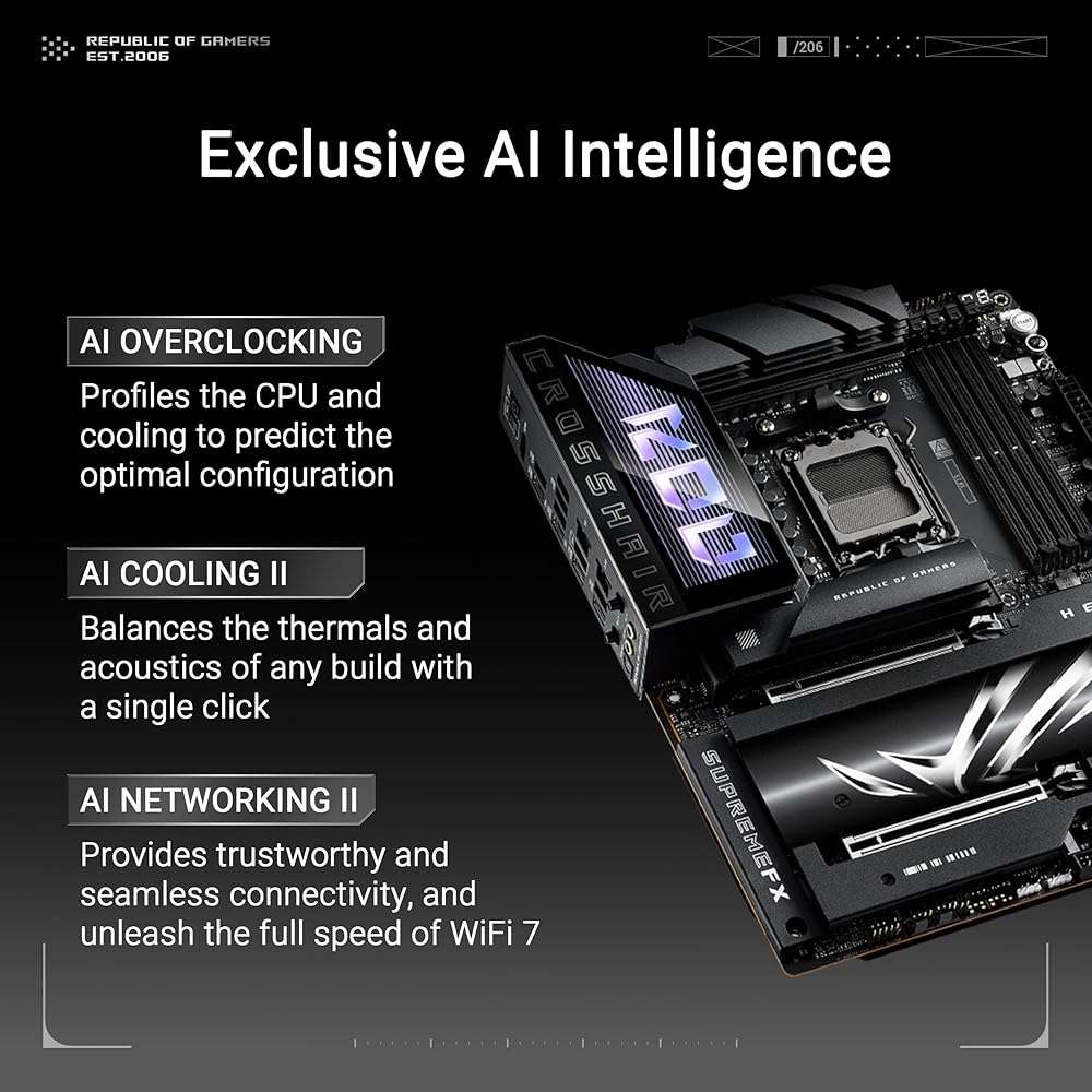ASUS ROG Crosshair X870E Hero AMD X870E AM5 ATX Motherboard, Advanced AI PC Ready, 18+2+2 Power Stages, DDR5, PCIe® 5.0, 5X M.2, Wi-Fi 7, USB4®, AI Overclocking, Core Flex, PCIe Slot Q-Release Slim - Image 2