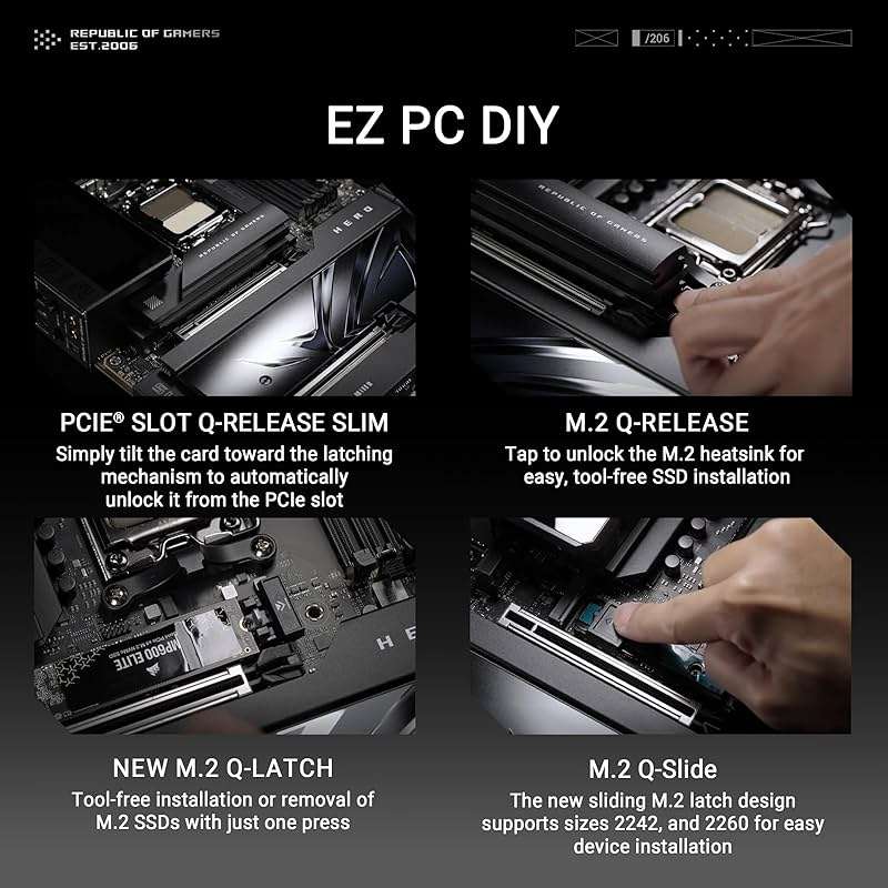 ASUS ROG Crosshair X870E Hero AMD X870E AM5 ATX Motherboard, Advanced AI PC Ready, 18+2+2 Power Stages, DDR5, PCIe® 5.0, 5X M.2, Wi-Fi 7, USB4®, AI Overclocking, Core Flex, PCIe Slot Q-Release Slim - Image 5