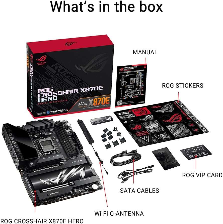 ASUS ROG Crosshair X870E Hero AMD X870E AM5 ATX Motherboard, Advanced AI PC Ready, 18+2+2 Power Stages, DDR5, PCIe® 5.0, 5X M.2, Wi-Fi 7, USB4®, AI Overclocking, Core Flex, PCIe Slot Q-Release Slim - Image 6
