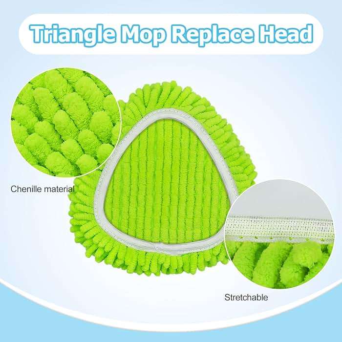 Spin Mop Handle, Mop Replace Heads, Scrubber Head and Base Replacement for O-Cedar EasyWring 1 Tank System, 2 Microfiber Mops Heads Replacements and 1 Scrub Brush, Use for Wet/Dry Hard Floor Cleaning - Image 9