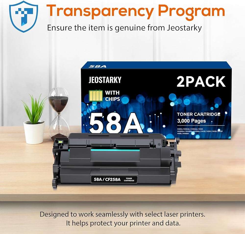 Jeostarky Compatible 58a hp Toner Cartridge Replacement for HP 58A CF258A 58X CF258X (with chip) Toner Cartridge for LaserJet Pro MFP M428fdw M404n M428fdn M404dn M430 Printer(2 Black) - Image 5