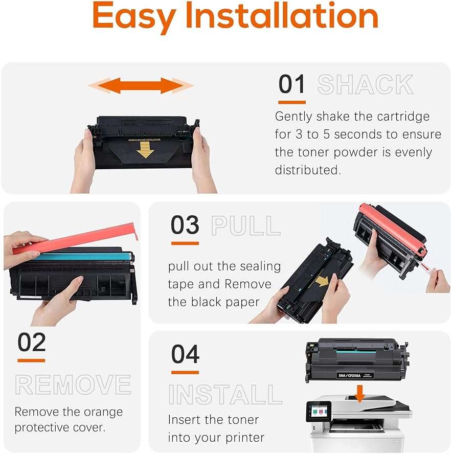 Jeostarky Compatible 58a hp Toner Cartridge Replacement for HP 58A CF258A 58X CF258X (with chip) Toner Cartridge for LaserJet Pro MFP M428fdw M404n M428fdn M404dn M430 Printer(2 Black) - Image 9
