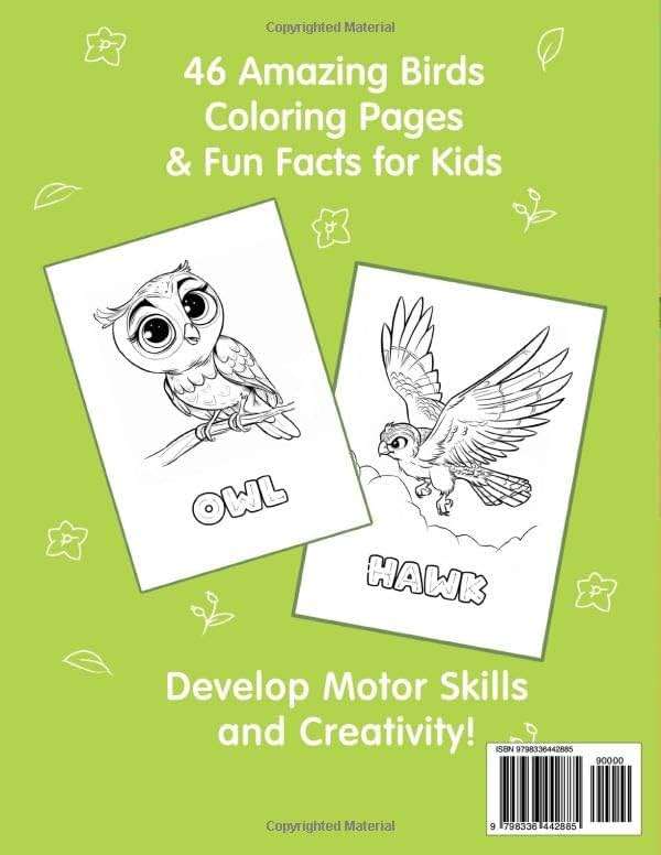 Birds Coloring Book for Kids: Fun Facts & Unique Illustrations of Owl, Parrot, Hummingbird, and More - Discover and Learn with Colorful Pages for Toddlers. (Educational coloring books Cute Animals) - Image 2