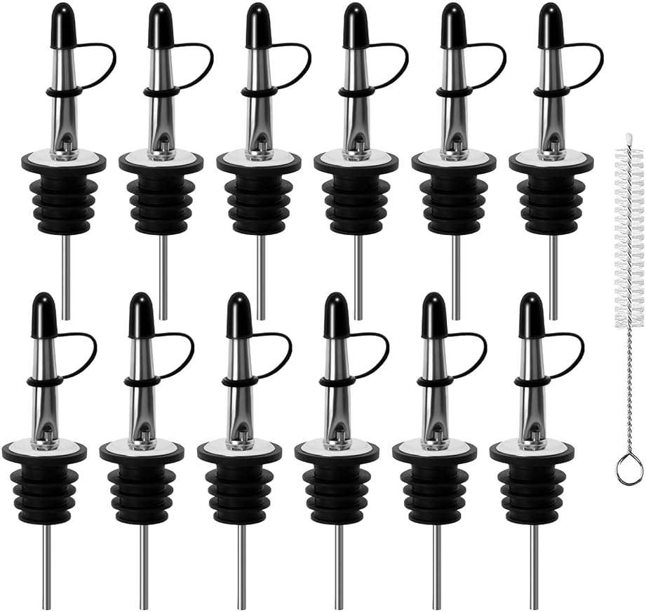 12 Pcs Liquor Pour Spout, Pour Spouts for Bottles, Liquor Bottle Pourers for Alcohol, Olive Oil, Liquor Pourers with Dust Caps, Speed Pourers, Bar Bartender Accessories (12PC) - Image 1