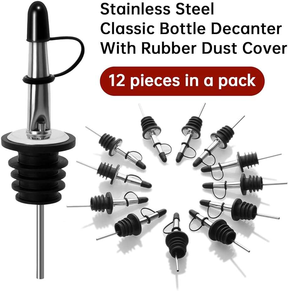 12 Pcs Liquor Pour Spout, Pour Spouts for Bottles, Liquor Bottle Pourers for Alcohol, Olive Oil, Liquor Pourers with Dust Caps, Speed Pourers, Bar Bartender Accessories (12PC) - Image 3