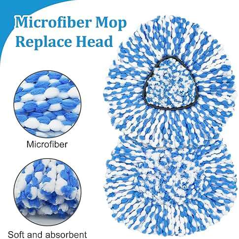 Spin Mop Handle, Mop Heads Replacements,Scrubber Brush and Mop Base Compatible with Ocedar RinseClean 2-Tank System, Mop Handle and Head Replacement Combo Set for Wet Dry Use Floor Cleaning - Image 5