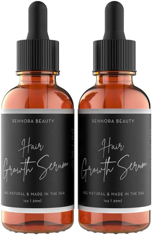 Rennora Hair Growth Serum with Organic Herbs and Natural Vitamins, Peppermint Oil, Stinging Nettle, and Rosemary Oil, No Chemicals, Formulated for Hair Regrowth (2 Pack - 60 Day Supply) - Image 1