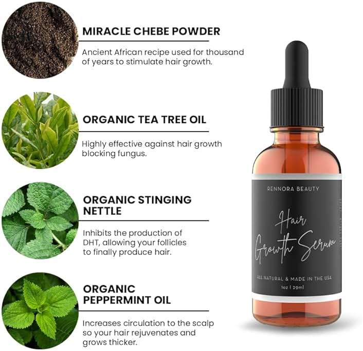 Rennora Hair Growth Serum with Organic Herbs and Natural Vitamins, Peppermint Oil, Stinging Nettle, and Rosemary Oil, No Chemicals, Formulated for Hair Regrowth (2 Pack - 60 Day Supply) - Image 5