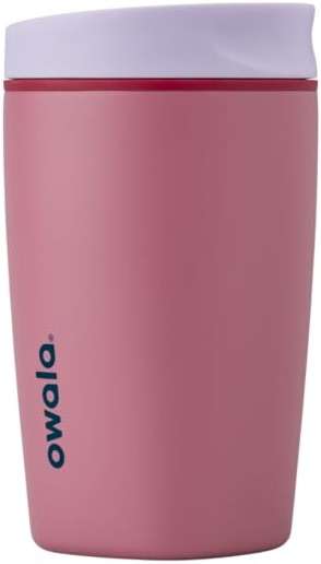 Owala SmoothSip Slider Insulated Stainless Steel Coffee Tumbler, Reusable Iced Coffee Cup, Hot Coffee Travel Mug, BPA Free 12 oz, Crochet Queen - Image 1