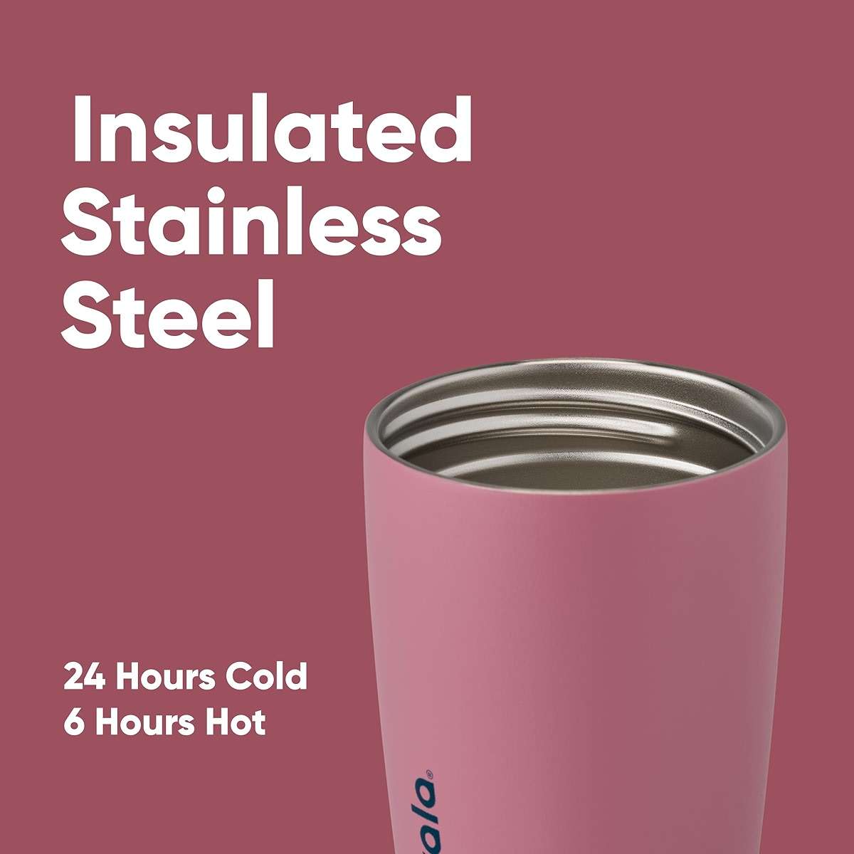 Owala SmoothSip Slider Insulated Stainless Steel Coffee Tumbler, Reusable Iced Coffee Cup, Hot Coffee Travel Mug, BPA Free 12 oz, Crochet Queen - Image 4