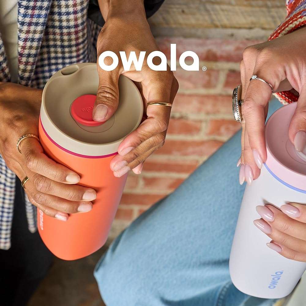 Owala SmoothSip Slider Insulated Stainless Steel Coffee Tumbler, Reusable Iced Coffee Cup, Hot Coffee Travel Mug, BPA Free 12 oz, Crochet Queen - Image 5