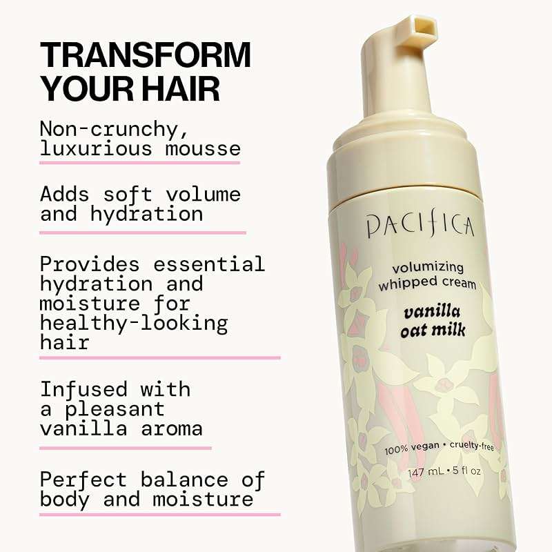 Pacifica Hair Mousse - Vanilla Oat Milk – Light Hold for Soft Volume & Hydration with Touchable Hold, Delightful Vanilla Scent, Vegan & Cruelty-Free, 5 fl oz - Image 3