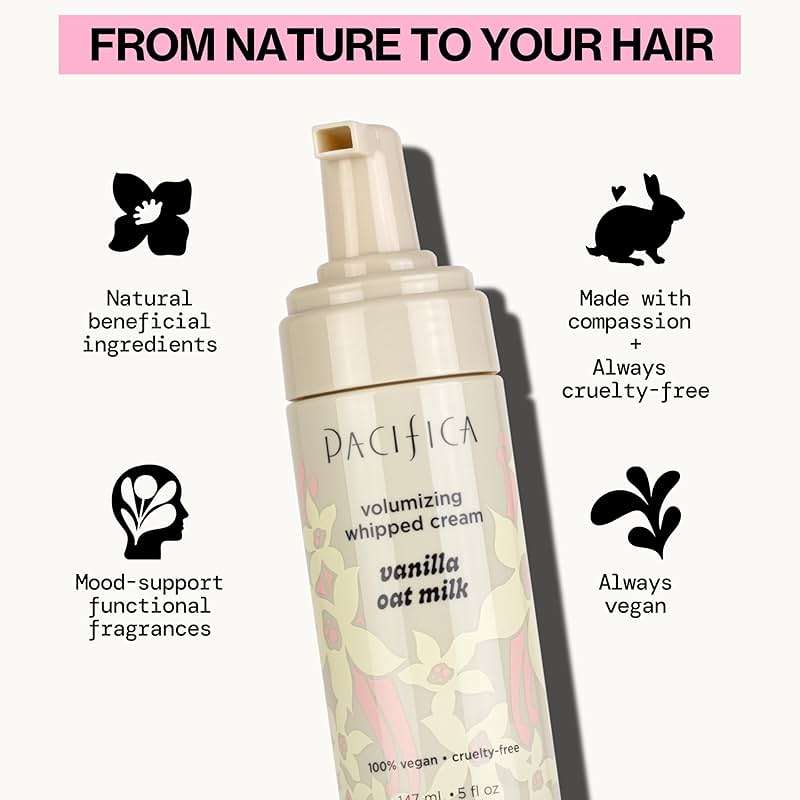 Pacifica Hair Mousse - Vanilla Oat Milk – Light Hold for Soft Volume & Hydration with Touchable Hold, Delightful Vanilla Scent, Vegan & Cruelty-Free, 5 fl oz - Image 7
