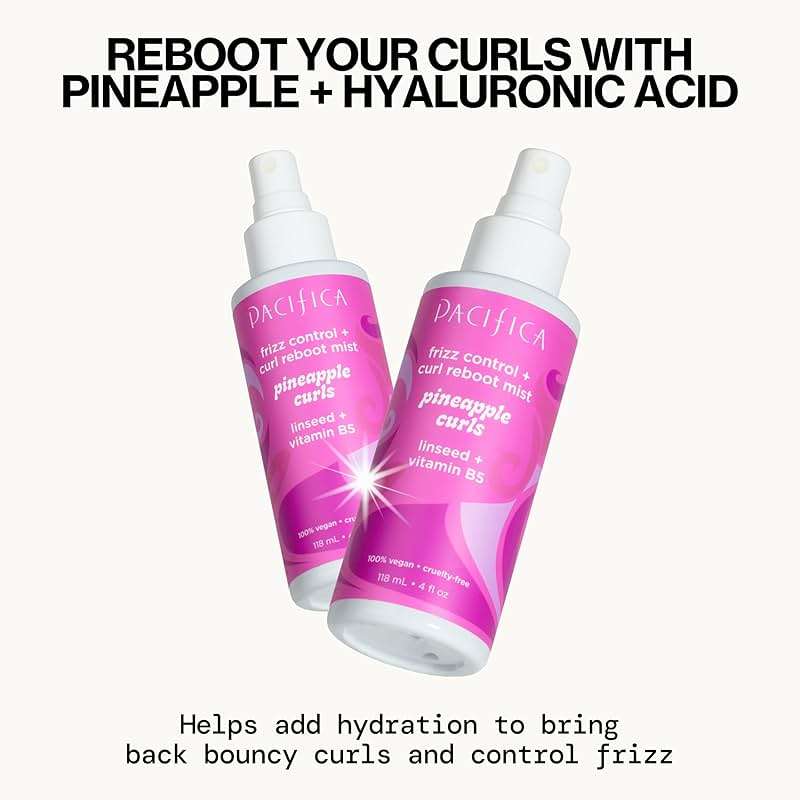 Pacifica Pineapple Curls Frizz Control Spray 4oz – Curl Refresher Mist for Curly & Wavy Hair, Hydrating Anti-Frizz Day 2 Curl Booster with Pineapple Extract & Vitamin B5 Vegan Dermatologist Tested - Image 2