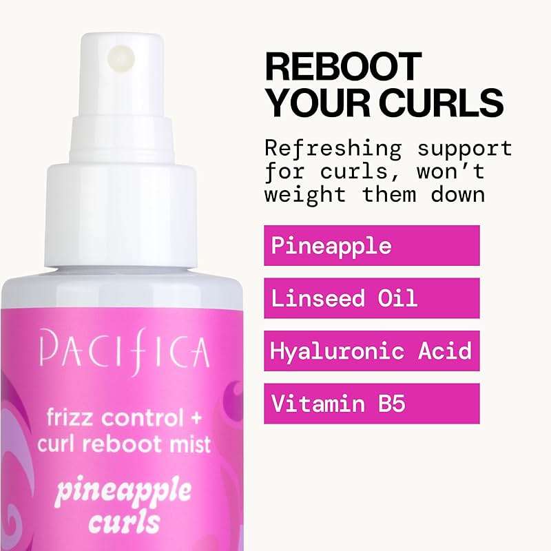 Pacifica Pineapple Curls Frizz Control Spray 4oz – Curl Refresher Mist for Curly & Wavy Hair, Hydrating Anti-Frizz Day 2 Curl Booster with Pineapple Extract & Vitamin B5 Vegan Dermatologist Tested - Image 3