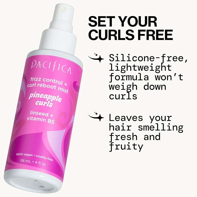 Pacifica Pineapple Curls Frizz Control Spray 4oz – Curl Refresher Mist for Curly & Wavy Hair, Hydrating Anti-Frizz Day 2 Curl Booster with Pineapple Extract & Vitamin B5 Vegan Dermatologist Tested - Image 4