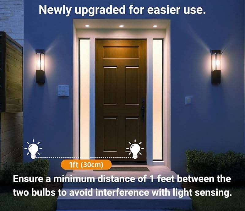 TSEXES 12W Motion Sensor Light Bulbs (100W Equivalent), 5000K Daylight, Motion Activated Light Bulb with Dusk to Dawn Sensor for Outdoor Patio Yard Porch, 4-Pack - Image 6