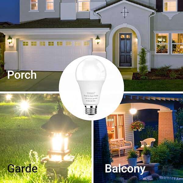 TSEXES 12W Motion Sensor Light Bulbs (100W Equivalent), 5000K Daylight, Motion Activated Light Bulb with Dusk to Dawn Sensor for Outdoor Patio Yard Porch, 4-Pack - Image 7