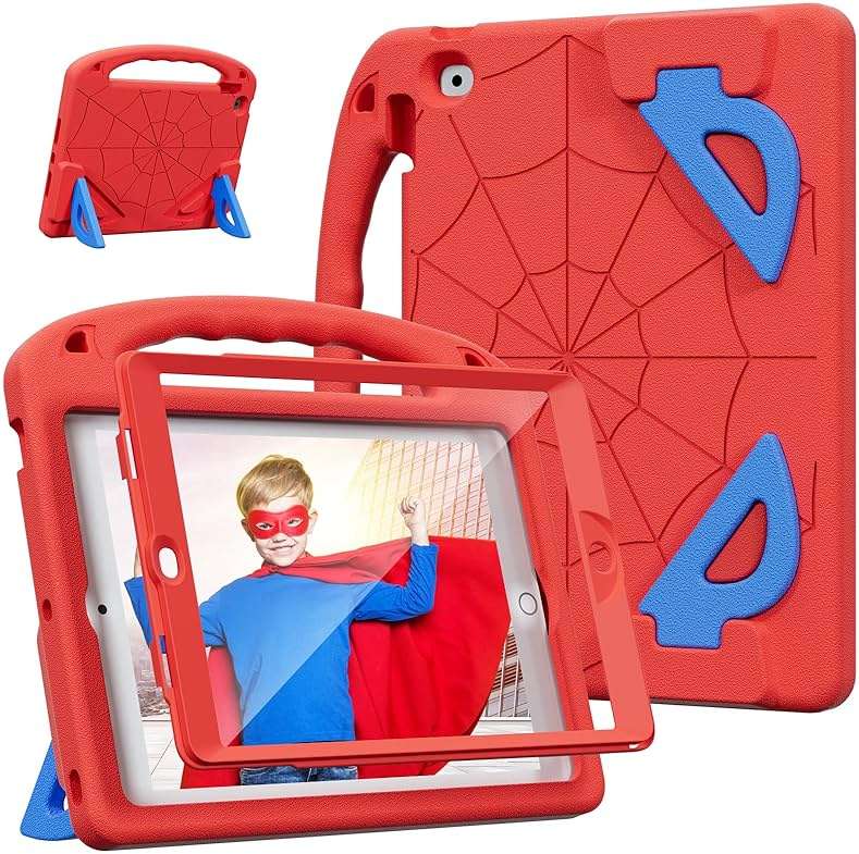 LKOOZO Kids Case for iPad 9th/8th/7th Generation (iPad 10.2 inch 2021/2020/2019), Shockproof Case with Screen Protector (Red) - Image 1