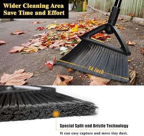 PUTNATRUE Outdoor Angle Broom Indoor,Upgraded Heavy Duty Commercial Brooms,Black Broom for Sweeping House,Restaurant,Kitchen,Garage,Courtyard - Image 4