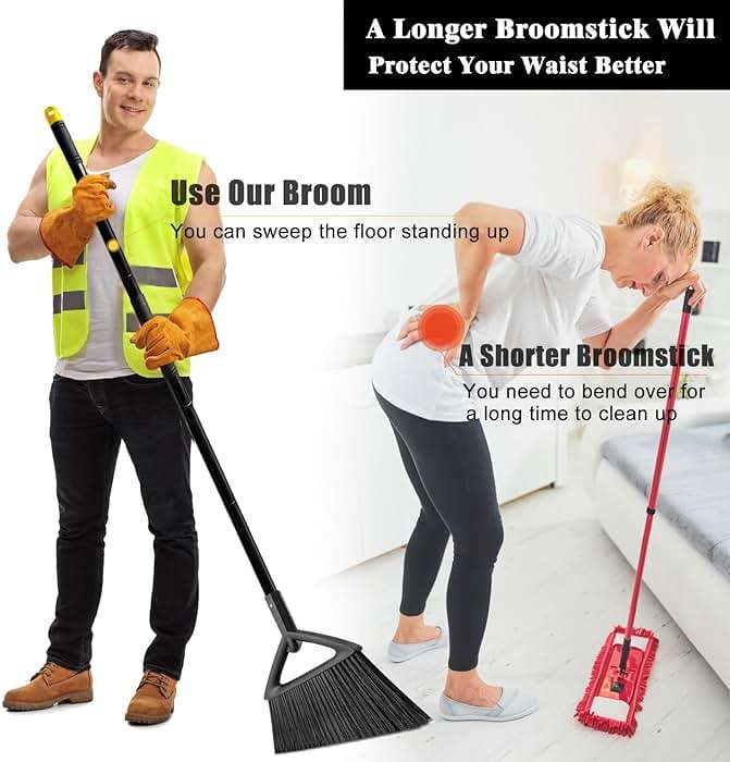 PUTNATRUE Outdoor Angle Broom Indoor,Upgraded Heavy Duty Commercial Brooms,Black Broom for Sweeping House,Restaurant,Kitchen,Garage,Courtyard - Image 6