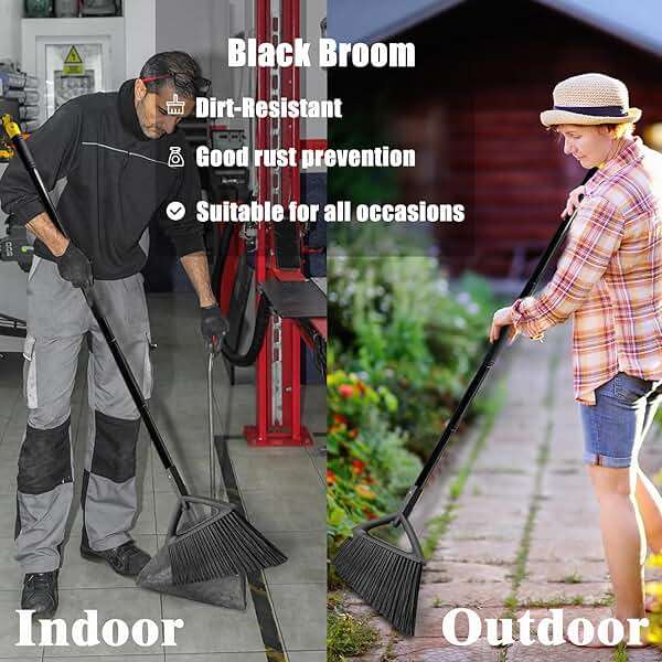 PUTNATRUE Outdoor Angle Broom Indoor,Upgraded Heavy Duty Commercial Brooms,Black Broom for Sweeping House,Restaurant,Kitchen,Garage,Courtyard - Image 7
