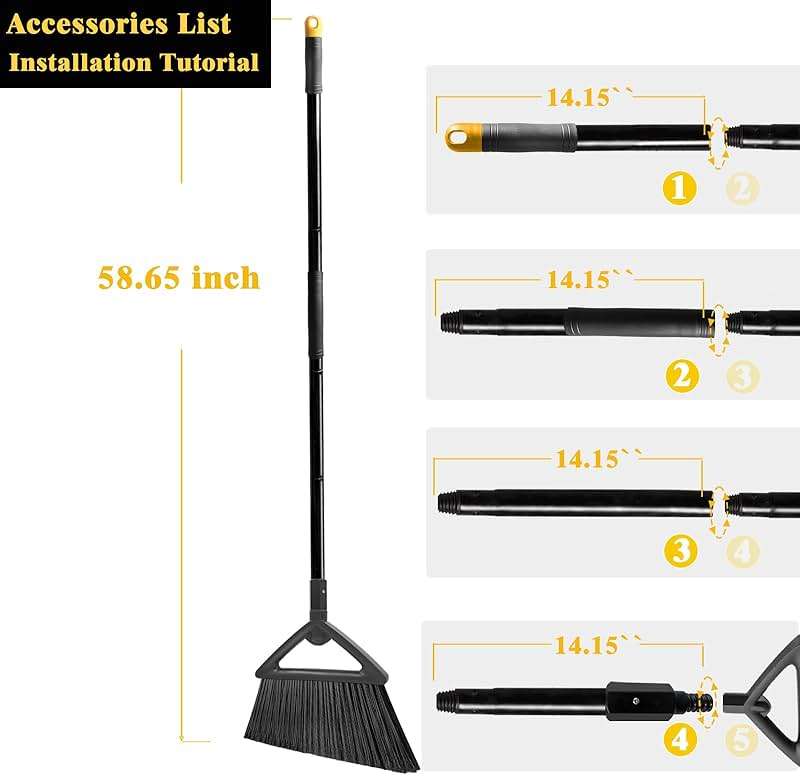 PUTNATRUE Outdoor Angle Broom Indoor,Upgraded Heavy Duty Commercial Brooms,Black Broom for Sweeping House,Restaurant,Kitchen,Garage,Courtyard - Image 9