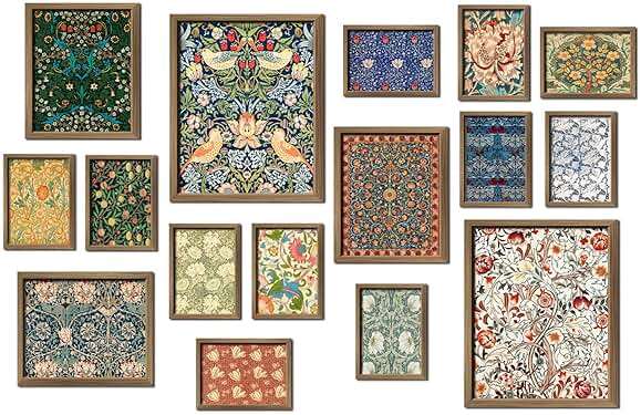 ANERZA 16 PCS Framed William Morris Wall Art Decor, Floral Wall Prints for Bedroom, Gallery Wall Frame Set, Vintage Posters for Living Room Aesthetic, Botanical Collage Kit, Dorm Home Artwork - Image 1