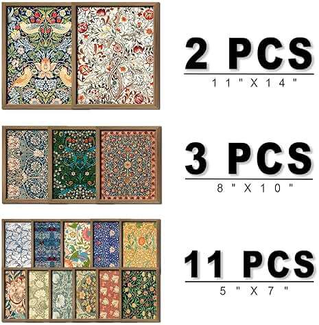 ANERZA 16 PCS Framed William Morris Wall Art Decor, Floral Wall Prints for Bedroom, Gallery Wall Frame Set, Vintage Posters for Living Room Aesthetic, Botanical Collage Kit, Dorm Home Artwork - Image 2