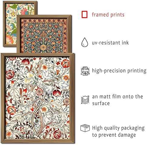 ANERZA 16 PCS Framed William Morris Wall Art Decor, Floral Wall Prints for Bedroom, Gallery Wall Frame Set, Vintage Posters for Living Room Aesthetic, Botanical Collage Kit, Dorm Home Artwork - Image 3