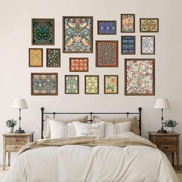 ANERZA 16 PCS Framed William Morris Wall Art Decor, Floral Wall Prints for Bedroom, Gallery Wall Frame Set, Vintage Posters for Living Room Aesthetic, Botanical Collage Kit, Dorm Home Artwork - Image 7