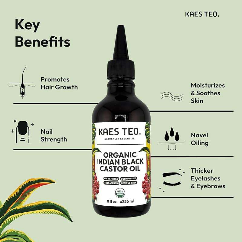 Kaes Teo Organic Black Castor Oil for Hair Growth - Not Jamaican Black Castor Oil, Moisturizes Skin, Nail, Scalp, Thicker Eyebrows, Lashes 100% Pure Cold Pressed Hexane Free - Premium Kit, 8 fl oz - Image 8