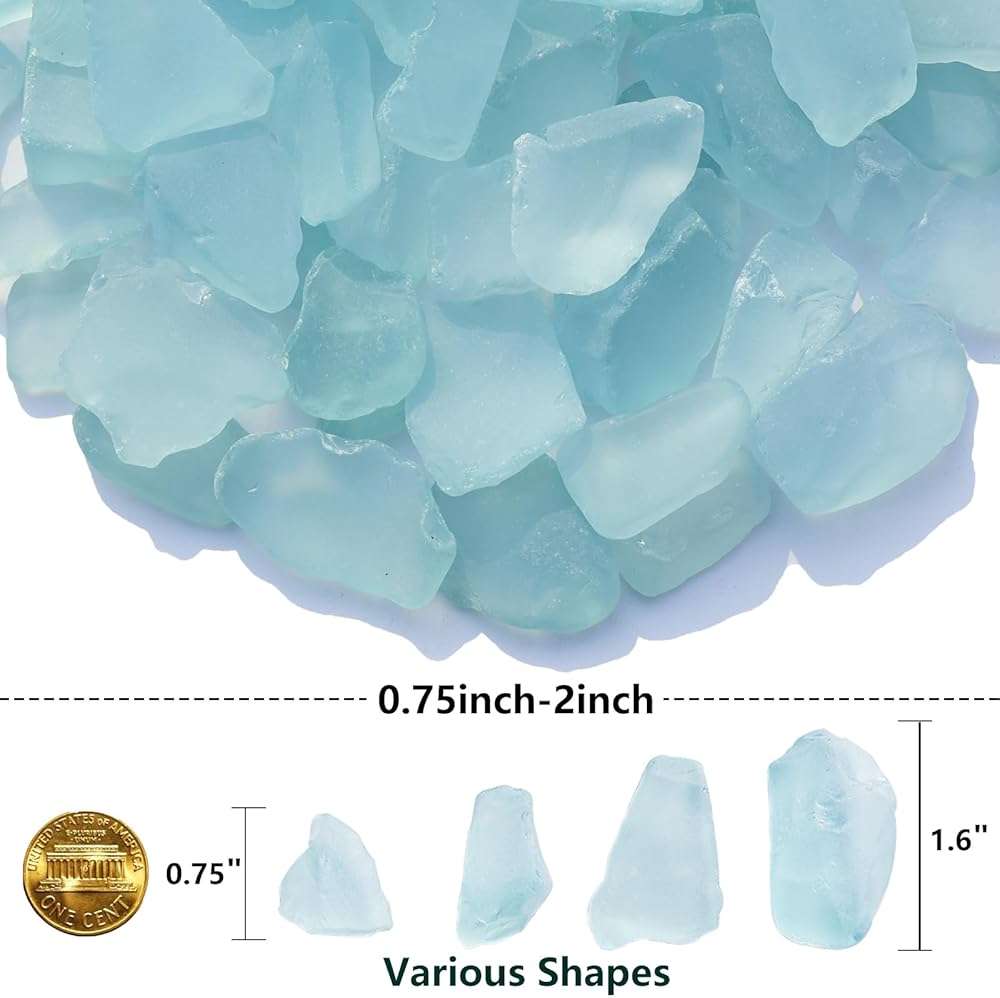 QYGL Sea Glass Block - 2.1LB Turquoise Frosted Vase Filler and Aquarium Ornament, DIY Craft Supplies for Art, Beach Weddings, and Home Decor - Image 2