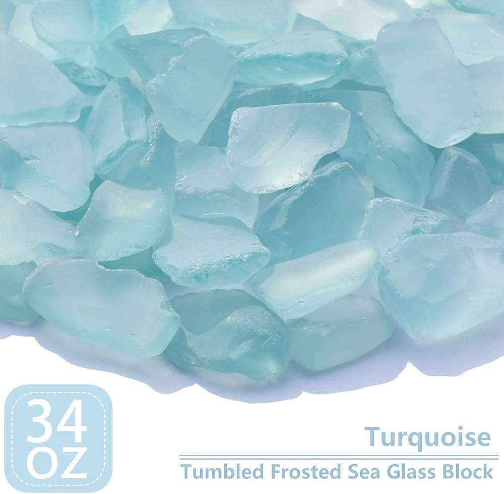 QYGL Sea Glass Block - 2.1LB Turquoise Frosted Vase Filler and Aquarium Ornament, DIY Craft Supplies for Art, Beach Weddings, and Home Decor - Image 3
