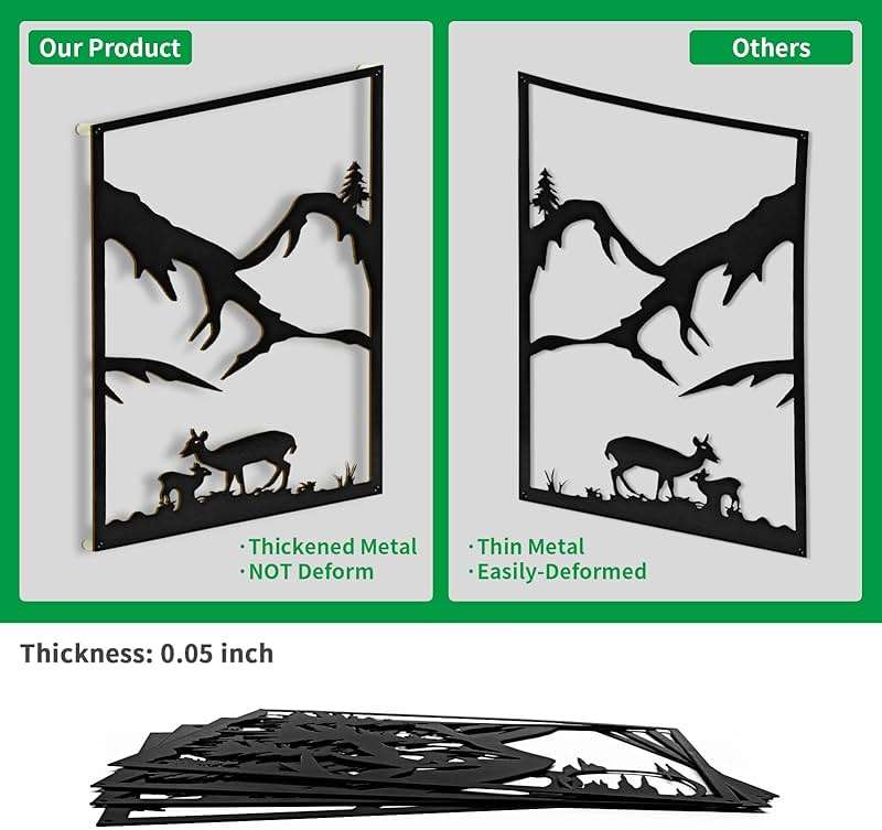 LONGKING 4 Pack Metal Wall Art, Mountain Iron Wall Sculpture, Art Wall Décor for Office, Dining Room, Living Room, Bedroom (Black, 17 x 12 in) - Image 6