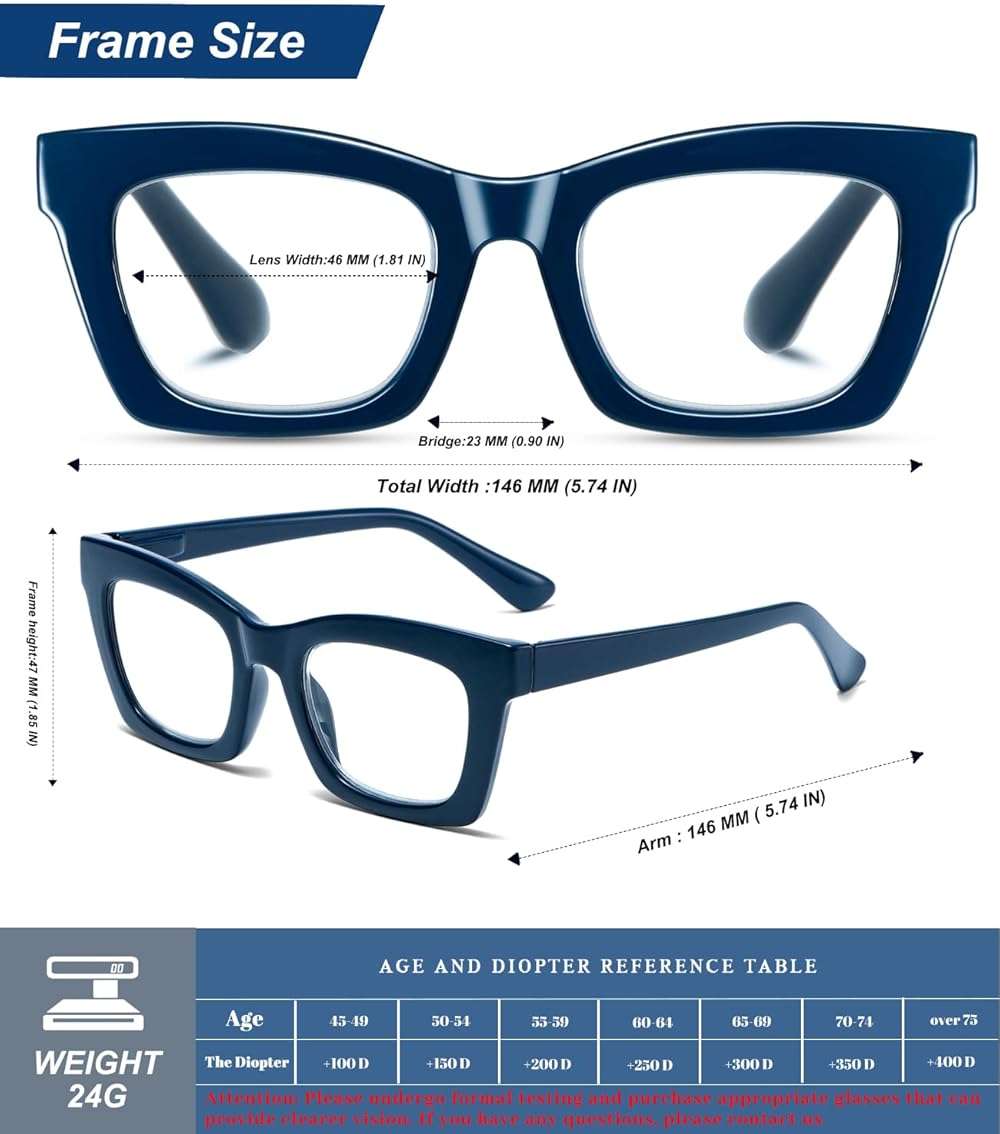 Hubeye Square Reading Glasses for Women Men Blue Light Blocking Computer Fashion Style Readers with Spring Hinge - Image 4