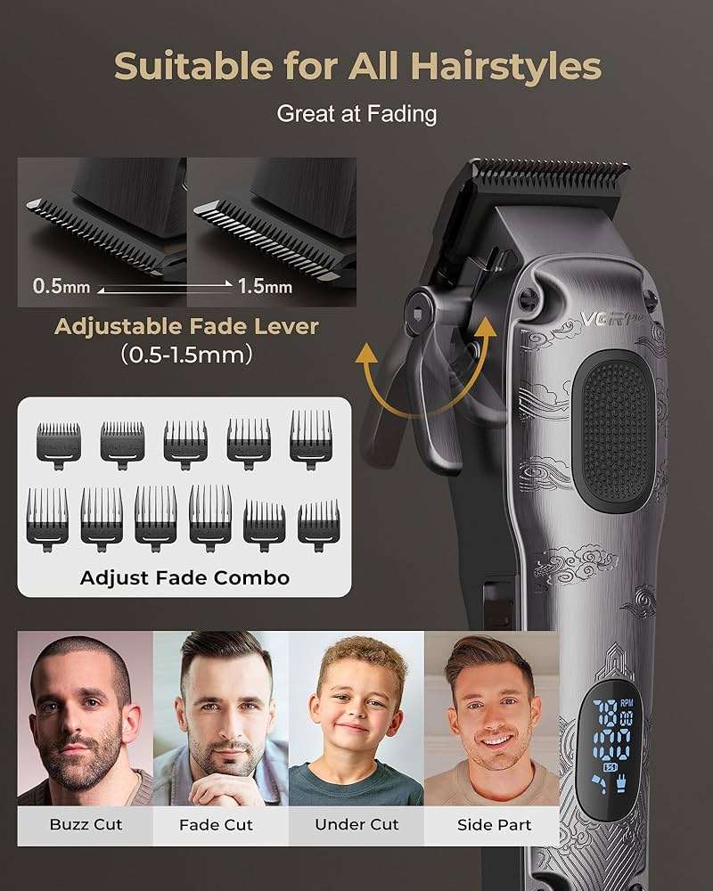 Hair Clippers for Men Professional, Cordless Hair Clippers for Hair Cutting, Mens Clippers and Trimmers Set, Electric Hair Trimmer for Men with Package Box - Image 3