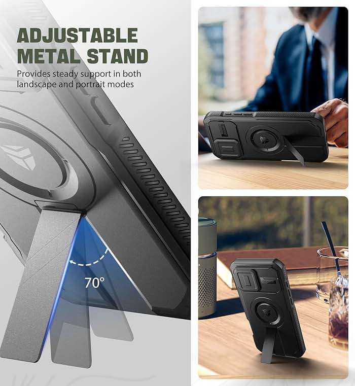 Dexnor for iPhone 16 Pro Max Case with Slide Camera Cover & Adjustable Kickstand & Built-in Screen Protector,Compatible with MagSafe Shockproof Bumper Cases Heavy-Duty Magnetic Protective Cover,Black - Image 5