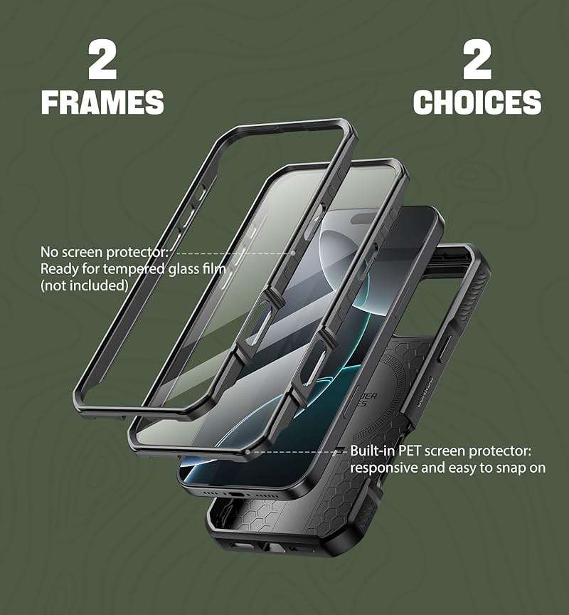 Dexnor for iPhone 16 Pro Max Case with Slide Camera Cover & Adjustable Kickstand & Built-in Screen Protector,Compatible with MagSafe Shockproof Bumper Cases Heavy-Duty Magnetic Protective Cover,Black - Image 6
