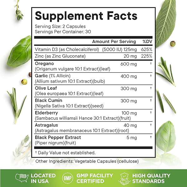 Superfood MD Oregano Oil, Garlic Extract, Olive Leaf, Black Seed Oil, Astragalus-Immune Support & Digestive Health Supplement for Women and Men- 120 Count - Image 2