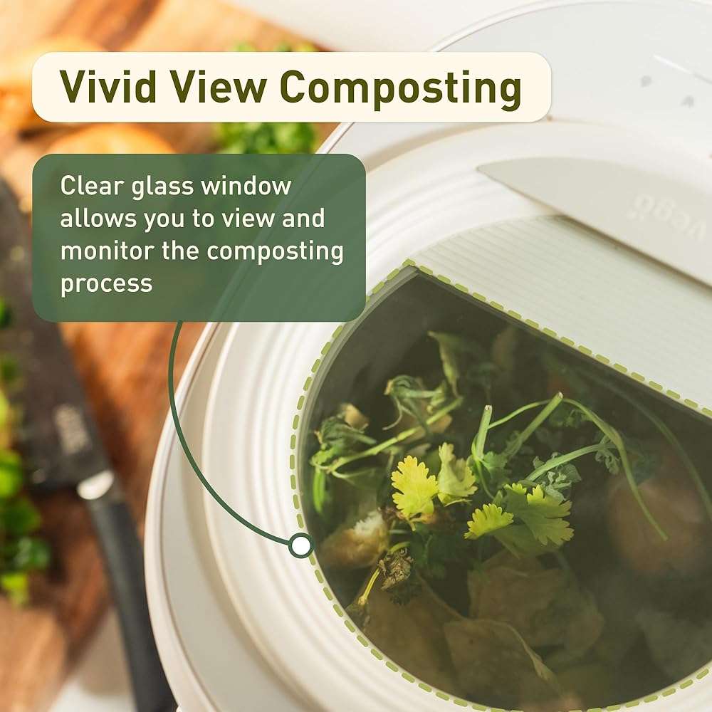 Vego Kitchen Composter, 4L Electric Composter Countertop 5 Modes Weight-Based Smart Compost Bin with App Odorless Auto-Cleaning Food Waste Compost Machine Indoor, Black - Image 5