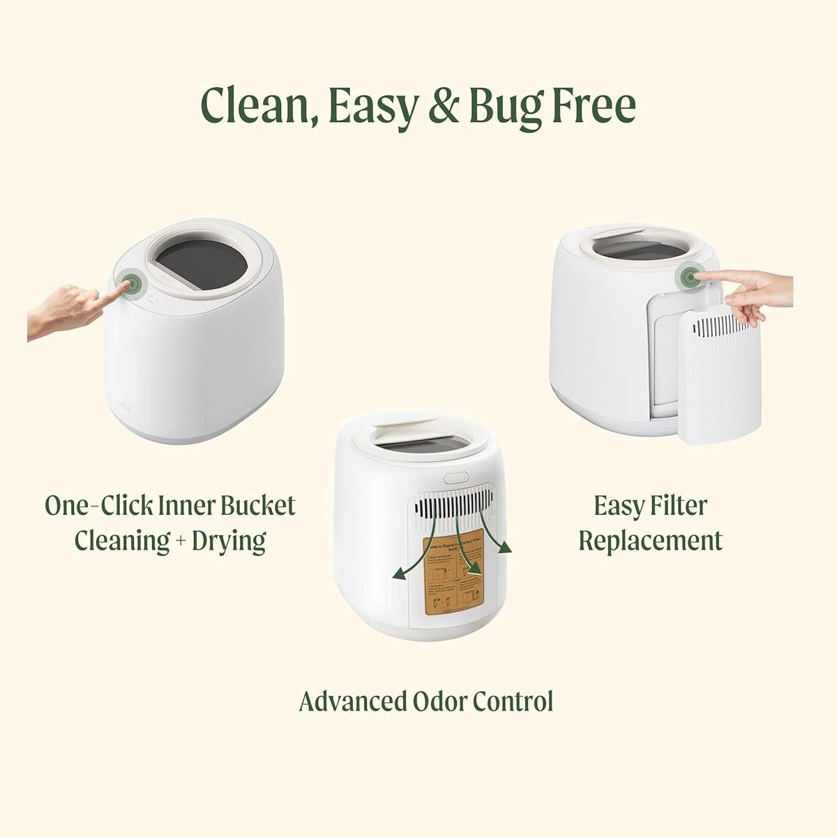 Vego Kitchen Composter, 4L Electric Composter Countertop 5 Modes Weight-Based Smart Compost Bin with App Odorless Auto-Cleaning Food Waste Compost Machine Indoor, Black - Image 6