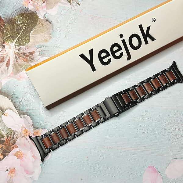 YEEJOK Compatible for Samsung Galaxy Watch Ultra Bands 47mm, Galaxy Watch 8 Classic Wristbands, Stainless Steel Metal+Wooden Watch Straps Replacement for Men Women - Image 4