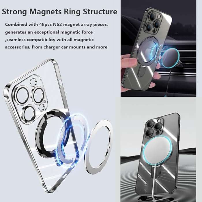 ZinLyuen Magnetic Ring Case for iPhone 16 Case Kickstand Compatible with MagSafe Built-in Camera Lens Protector Shockproof Phone Case for iPhone 16 6.1" - Purple - Image 5