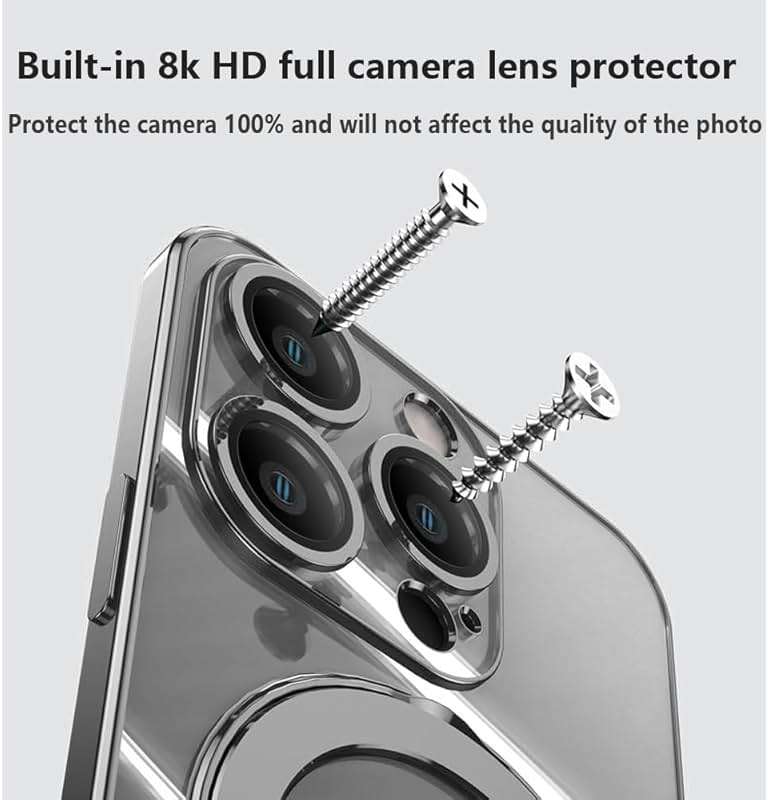 ZinLyuen Magnetic Ring Case for iPhone 16 Case Kickstand Compatible with MagSafe Built-in Camera Lens Protector Shockproof Phone Case for iPhone 16 6.1" - Purple - Image 6