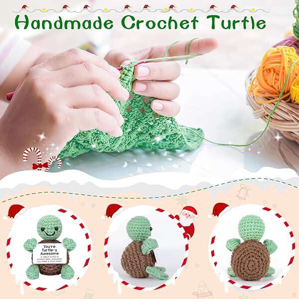 Mini Funny Turtle Gifts Fathers Day Teacher Appreciation Graduation Back to School Nurses Week, Birthday Gifts for Women Men Her Him, Small Cute Stuff Things, Emotional Positive Crochet Turtle Decor - Image 4