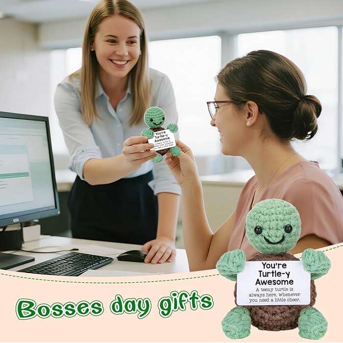Mini Funny Turtle Gifts Fathers Day Teacher Appreciation Graduation Back to School Nurses Week, Birthday Gifts for Women Men Her Him, Small Cute Stuff Things, Emotional Positive Crochet Turtle Decor - Image 6